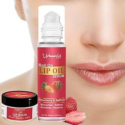 Urbaano Herbal Lip Oil Serum & Lip Balm Combo - Tint free-Strawberry Lip Care Hydrates, Softens, Restores Natural Colour to Dark, Dry, Pigmented and Chapped Lips for Men, Women & Teenagers -10ml + 15gm-13