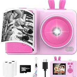 Kids Camera Instant Print Camera for Kids,1080P Children Instant Cameras Toddler Camera Toy, for Girl Age 3-12, Travel Kids Digital Camera Toys for 3 4 5 6 7 8 9 10 Year Old Boys (Pink)-image-61