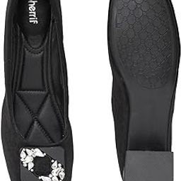 Women's Block Heel Pumps | Slip-On Formal Shoes | Comfortable Cushioned Sole with Crystal Embellished Buckle | Elegant Low Heel Office Footwear for Women(290)-image-40