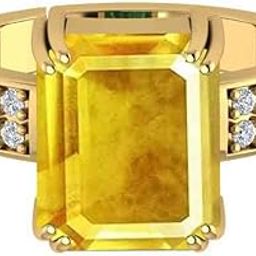 7.00 Carat Certified Unheated Untreatet AAA++ Quality Natural Yellow Sapphire Pukhraj Gemstone Gold Plated Ring for Women's and Men's-image-47
