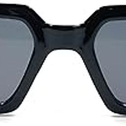 Square Oversized Sunglasses with Gold Accent, Black Frame, Grey Lenses, UV Protection-2