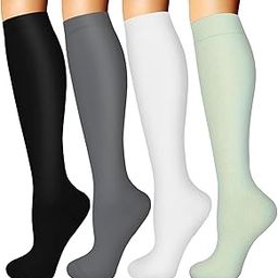 4 Pairs Compression Socks for Women Circulation Copper Compression Socks Support for Nurses Running Athletic Travel Base Layers & Compression Socks for Outdoor Sports Hiking Recovery S/M, One Size-image-53