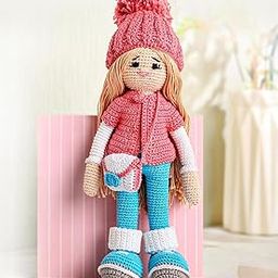Bonfino Premium Crochet Doll with Bag for Girls & Boys, Cute Knitted Cotton Doll for Babies, Baby Doll for Kids, Soft Toys, 6+ Months, Birthday Gift, Height 27 cm, Pink & Blue (Miss Bella)-image-77