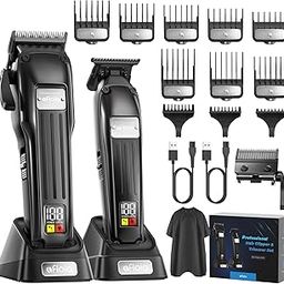 Professional Hair Clippers Set for Men - Afloia Premium Haircut Clipper&Trimmer Kit with High Torque Brushless Motor & DLC Coated Detachable Blade& Charging Stand, Gifts for Men Husband Dad-image-65