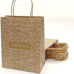 RanGit Bhumi Thank You Paper Bags, 8"x10"x4" 50pcs Small Gift Bag, Carry Bags for Return Gifts, Durable Brown Kraft Paper Shopping bags with Handles, Goodie Bags, Gifting Covers-image-34