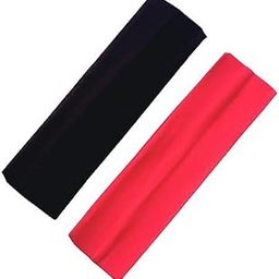 Hairband Women and Girl's & Baby Girls (Pack of 2pc) Adjustable Elastic Velvet Strip Headband for School Use Facial Makeup,Face Wash Yoga Sports Beauty Tool in Black & Red Color-image-3