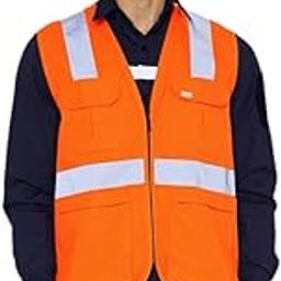 Fluorescent Orange (neon) Hi-Viz / High Visibility COTTON Sleeveless Jacket / Vest-picture-36