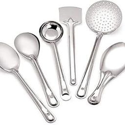 Kanshita's Rasoiware Stainless Steel 6 Pieces Cooking Spoons Set, Contains Ladle, Turner, Rice Spoon, Ovel Spoon, Serving Spoon, Kitchen Cooking Essential Set For Home, Set Of 6, 32 CM-25