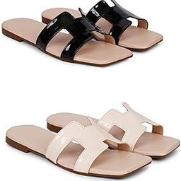 Women's Flats Combo Pack of 2 Pairs Flat Slip On Slippers-image-20