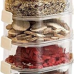 Swejos 4 Layer Plastic Storage Rack Sealed Seasoning Rack Stackable Herb Spice Holder Box Set Airtight Organizer for Kitchen Storage Space-Saving Strong-10