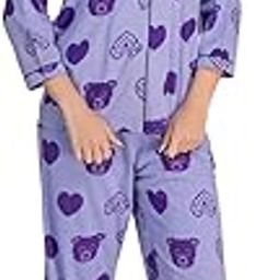Women’S Printed Cotton Pajama Set - Soft Button-Down Shirt & Lounge Pants-image-45