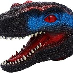 Funfob Dinosaur Hand Puppet Toys Soft Rubber Realistic Raptor Dinosaur Head Velaciraptor | Dinosaur Blue Puppet-30