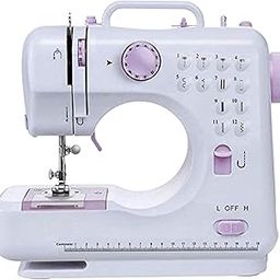 Portable Sewing Machine, 12 Built-in Stitches, 2 Speeds, LED Light, Double Thread, Battery/Mains Powered, White/Purple-image-31