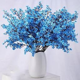 SATYAM KRAFT 1 Bunch Artificial Baby’s Breath Gypsophila Flowers | Fabric Bouquet for Home, Wedding, Engagement, Living Room Décor (Blue) (Only Flower,No Vase)-3