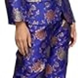 Floral Printed Notched Lapel Collar Neck Blazer with Trousers Co-Ords (INWCSAW24669_BL)-picture-11
