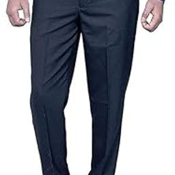 Men's Cobalt Blue Regular Straight Relaxed Fit Formal Trousers (42)-picture-49