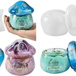 HASTHIP® Resin Molds Mushroom Jars Silicone with Lid Jar for Storage Box Candy Jewelry Container Home Decoration DIY Epoxy Casting Craft 2PCS-8