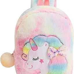 Cute Plush Unicorn Backpack,Mini Unicorn Backpack for Girls, Small Bags for Nursery,Soft Lightweight Travel Bags for Girls,Multi Colour-image-46