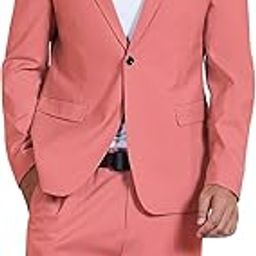 Men's Suit Slim Fit One Button 3-Piece Suit Blazer Dress Business Wedding Party Pink - Jacket & Shorts-image-91