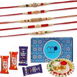 Maalpani Rakhi Kankavati Pooja Box Hamper- Chocolates and kum kum Box - Rakshabandhan Gift Hamper for Brother-image-46