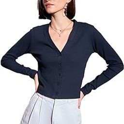 Navy Rib Front Open Cardigan Top-image-31
