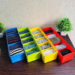 Go Hooked Multipurpose Storage Drawer Organiser Socks Organiser Versatile Durable Compact Efficient Sturdy Space Saving Organize Multi Function Practical Convenient Set of 4 Multicoloured Plastic-32
