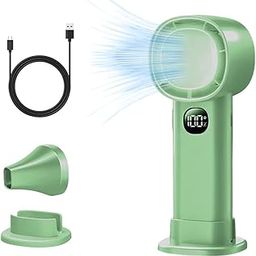Portable Handheld Fan 4000mAh USB Rechargeable Mini Fan 10000RPM Speed(1-100) Adjustable Turbo Personal Fan with Digital Display High Speed Cooling Fan for Travel, Office, Camping, Makeup (Green)-17