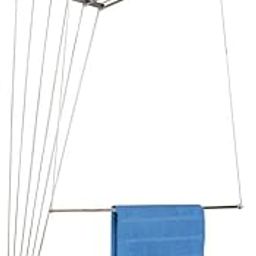 Rainbow Drywell (6 Pipes x 7 Feet Premium (ABS Plastic Hanger) - Stainless Steel Pipes Ceiling Clothes Hanger/Cloth Dryer/Drying Rack UV Protected Nylon Rope Individual Drop Down Railers-0
