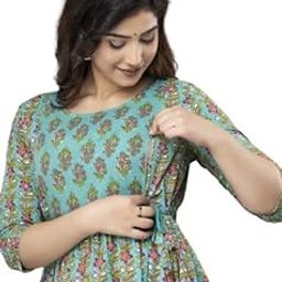 Women's Anarkali Maternity Kurta | Easy Breast Feeding | Breastfeeding Kurti Western Dress with Zippers for Nursing Pre and Post Pregnancy | Pregnant Lady Dress-image-62