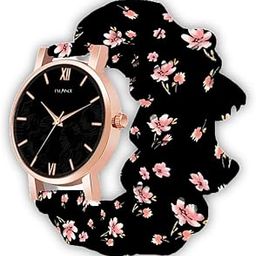 Exlusive Midnight SAKOORA Blush Scrunchie Watch for Girls & Women | Black Flower Febric Ribbon Watches, Fairy & Rose Watches-image-17