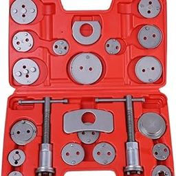 Hetkrishi Disc Brake Caliper Compression Tool 22pc Professional Piston Compressor Tool Set for Automotive Brake Pad Replacement (Red)-image-74