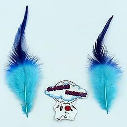 CLOUDED HOBBIES Colour Feather Pack of 50 Pieces for Craft Decor DIY 5 INCH (+/-) Long (Big Tail Dual, Sky & Blue)-image-72