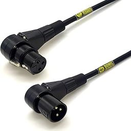 Black and Gold XLR Male to Female Right Angled Balanced Cable with Cable Tie (2 meter / 6 ft)-picture-23