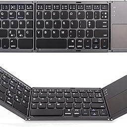 3 in 1 Bluetooth Keyboard,Mini Wireless Foldable keybord with Touchpad Exquisite Portable Keybords for Windows/iOS/Android System Smartphone Android Samsung iPhone Tablet iPad-4