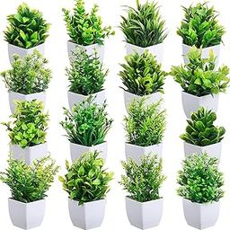 Small Fake Plants in White Planters, Artificial Plants for Home Decor Indoor, Plastic Eucalyptus Plants for Office Desk Bathroom Bedroom Greenery Decoration (10)-93