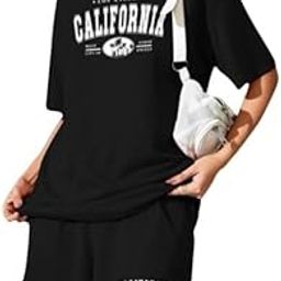 Women Printed, Typography Round Neck Cotton Blend Black T-Shirt & Shorts Set-image-3