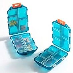 Portable Double Layer Pill Organizer 10 Compartments Travel Medicine Storage Container Turquoise Pack of 2-image-67
