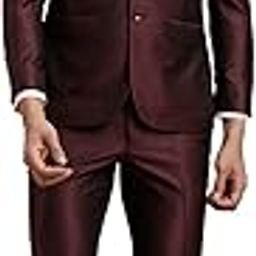 Men Poly-Viscose Dobby Print Full Sleeve Three Piece Brown Party Suit-image-24
