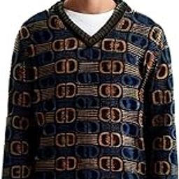 Men Angora Wool Pattern Knitted Quilted V-Neck Full Sleeve Jersey Sweater/Pullover Regular Fit Sweaters Warm Winter Wear Jerseys Pullovers (in, Alpha, XL, Regular, Brown)-image-57