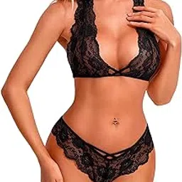 xs and os Women Floral Lace Bra Panty Lingerie Set-picture-46