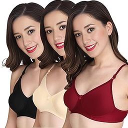 Women Everyday Non Padded Bra (Pack of 3) - Made of Pure Cotton Full Coverage Non Wired Soft Cup for T-Shirt Saree Dress Sports Garment for Daily Use Everyday-image-75