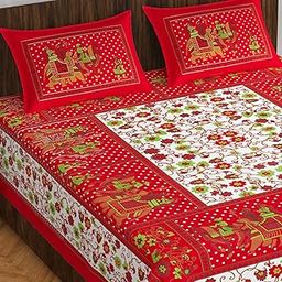 Cotton Bedsheet for Double Bed Rajasthani Jaipuri Floral Bedsheet with 2 Pillow Covers - Multi-Colors 24-picture-10