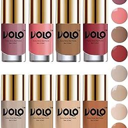Volo High-Shine Long Lasting Non Toxic Professional Nail Polish Set of 8 (Nudes Spring, Candy Cotton, Dark Nude, Tan, Nude Tude)-image-1