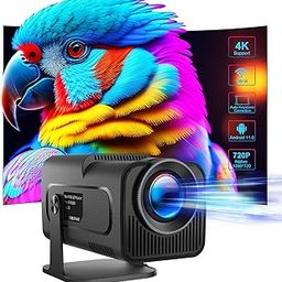Wifi6 Bt 5.0 Mini Smart Full HD 1080P Android 11 Projector - Support 4K Outdoor, 390 ANSI 10000 Lumens, 180° Rotating for Cellphone/Notebook/TV Stick, Black-6