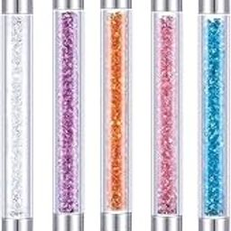 Nail Art Acrylic Pen Dual Tipped Silicone Rhinestone Nail Polish Carving Pen Silicone Head Acrylic Handle Nail Art Brushes Manicure DIY Brush Dotting Tools for Home Salon (5 Pcs)-picture-49
