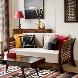 Custom Decor Sheesham Sofa Set for Living Room Wood Furniture | Office | Wooden Sofa Set 3+1 | Walnut Brown (3+1)-image-49