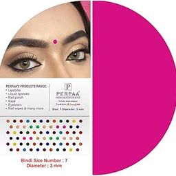 PERPAA Plain Round Multicolour Kumkum Sticker Bindiya Bindis with 15 Flaps Box - Self Adhesive, Reusable for Women Ladies Girls (Size 7, Diameter 3mm)-image-40