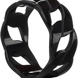 Rings For Men and Boys | Fashion Stainless Steel Band Ring | Men's Black Link Chain Band Style Finger Ring for Boys | Urban Charm | Ideal Gift For Men and Boys-image-39