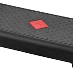 LOOM TREE® Aerobic Stepper Adjustable Load Bearing Home Gym Deck Exercise Step Platform Black red M | 1 Aerobic Stepper Set | Material ~ Abs | Color ~ Black-1