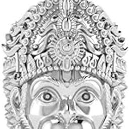 Sterling Silver (92.5% purity) God Hanuman Face Pendant for Men & Women Pure Silver Lord Bajrang Bali Locket for Good Health & Wealth (RVBP-17)-image-31